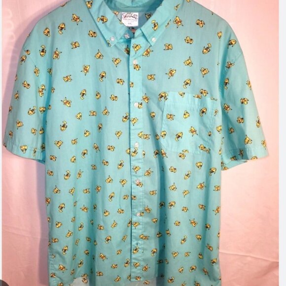 Pokemon Pikachu Aqua Button Down Shirt - Picture 2 of 3
